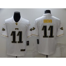 Nike Eagles 11 A. J. Brown White Gold Vapor Untouchable Limited Jersey