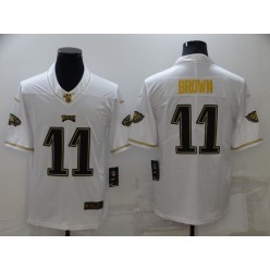 Nike Eagles 11 A. J. Brown White Gold Vapor Untouchable Limited Jersey
