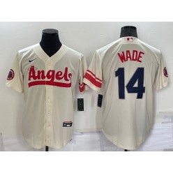 Los Angeles Angels 14 Tyler Wade Cream Nike 2022 City Connect Cool Base Jerseys