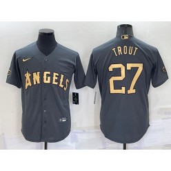 Los Angeles Angels 27 Mike Trout Charcoal Nike 2022 MLB All-Star Cool Base Jersey