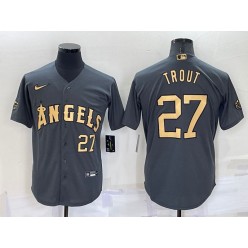 Los Angeles Angels 27 Mike Trout Charcoal Nike 2022 MLB All-Star Cool Base Jerseys