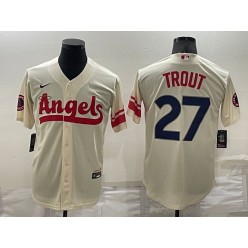 Los Angeles Angels 27 Mike Trout Cream 2022 City Connect Cool Base Jersey