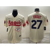 Los Angeles Angels 27 Mike Trout Cream 2022 City Connect Cool Base Jerseys