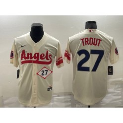 Los Angeles Angels 27 Mike Trout Cream 2022 City Connect Cool Base Jerseys
