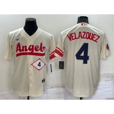 Los Angeles Angels 4 Andrew Velazquez Cream Nike 2022 City Connect Cool Base Jersey