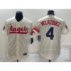 Los Angeles Angels 4 Andrew Velazquez Cream Nike 2022 City Connect Flexbase Jersey