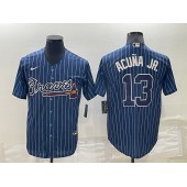 Braves 13 Ronald Acuna Jr. Blue Nike Throwback Cool Base Jersey