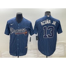 Braves 13 Ronald Acuna Jr. Blue Nike Throwback Cool Base Jersey