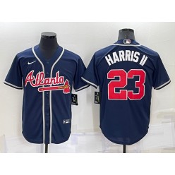 Braves 23 Michael Harris II Navy Nike Cool Base Jersey