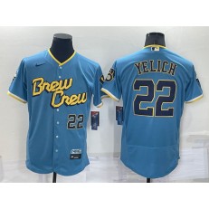 Brewers 22 Christian Yelich Blue Nike 2022 City Connect Flexbase Jersey