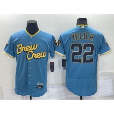 Brewers 22 Christian Yelich Blue Nike 2022 City Connect Flexbase Jerseys