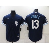 Royals 13 Salvador Perez Navy Nike 2022 City Connect Cool Base Jersey
