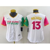 Padres 13 Manny Machado White Women Nike 2022 City Connect Cool Base Jersey