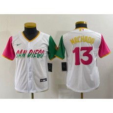 Padres 13 Manny Machado White Youth Nike 2022 City Connect Cool Base Jersey