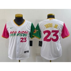 Padres 23 Fernando Tatis Jr. White Youth Nike 2022 City Connect Cool Base Jersey