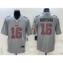 Nike 49ers 16 Joe Montana Gray Atmosphere Fashion Vapor Limited Jersey