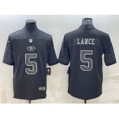 Nike 49ers 5 Trey Lance III Black RFLCTV Limited Jersey
