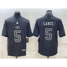 Nike 49ers 5 Trey Lance III Black RFLCTV Limited Jersey