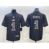 Nike Eagles 1 Jalen Hurts Black RFLCTV Limited Jersey