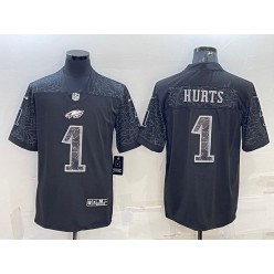 Nike Eagles 1 Jalen Hurts Black RFLCTV Limited Jersey