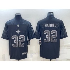 Nike Saints 32 Tyrann Mathieu Black RFLCTV Limited Jersey