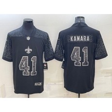 Nike Saints 41 Alvin Kamara Black RFLCTV Limited Jersey