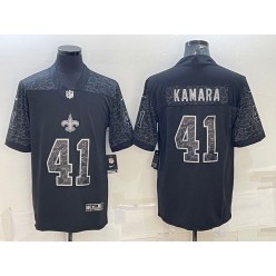 Nike Saints 41 Alvin Kamara Black RFLCTV Limited Jersey