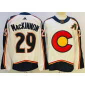Avalanche 29 Nathan MacKinnon White Adidas Jersey
