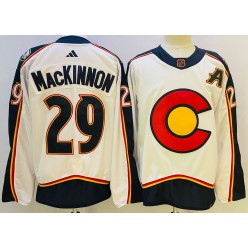 Avalanche 29 Nathan MacKinnon White Adidas Jersey