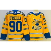 Blues 90 Ryan O'Reilly Yellow Adidas Jersey