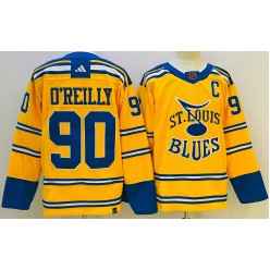 Blues 90 Ryan O'Reilly Yellow Adidas Jersey