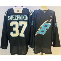 Hurricanes 37 Andrei Svechnikov Black 2022 Adidas Jersey