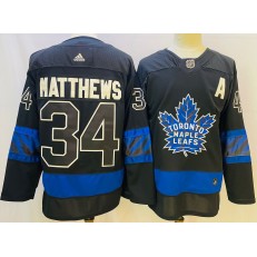 Maple Leafs 34 Auston Matthews Black Alternate Premier Breakaway Reversible Adidas Jersey