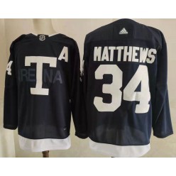 Maple Leafs 34 Auston Matthews Navy 2022 NHL Heritage Classic Adidas Jersey
