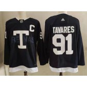 Maple Leafs 91 John Tavares Navy 2022 NHL Heritage Classic Adidas Jersey