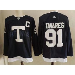 Maple Leafs 91 John Tavares Navy 2022 NHL Heritage Classic Adidas Jersey