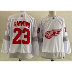 Red Wings 23 Lucas Raymond White 2020-21 Reverse Retro Adidas Jersey