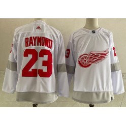 Red Wings 23 Lucas Raymond White 2020-21 Reverse Retro Adidas Jersey