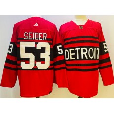 Wings 53 Moritz Seider Red Reverse Retro Adidas Jersey