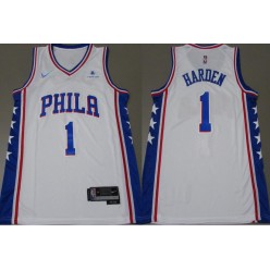 76ers 1 James Harden White Nike Diamond 75th Anniversary Swingman Jersey