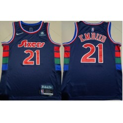 76ers 21 Joel Embiid Navy Nike Diamond 75th Anniversary City Edition Swingman Jersey