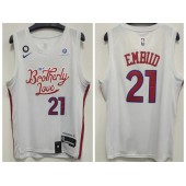 76ers 21 Joel Embiid White 2023 Nike City Edition Swingman Jersey