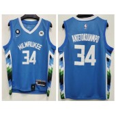 Bucks 34 Giannis Antetokounmpo Blue 2023 Nike City Edition Swingman Jersey