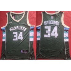 Bucks 34 Giannis Antetokounmpo Green Nike Diamond 75th Anniversary City Edition Swingman Jersey