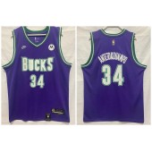 Bucks 34 Giannis Antetokounmpo Purple Nike 2022-23 Swingman Jersey