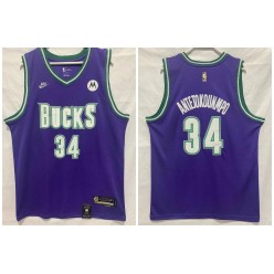 Bucks 34 Giannis Antetokounmpo Purple Nike 2022-23 Swingman Jersey