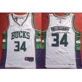 Bucks 34 Giannis Antetokounmpo White Nike Diamond 75th Anniversary City Edition Swingman Jersey