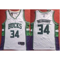 Bucks 34 Giannis Antetokounmpo White Nike Diamond 75th Anniversary City Edition Swingman Jersey