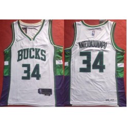 Bucks 34 Giannis Antetokounmpo White Nike Diamond 75th Anniversary City Edition Swingman Jersey