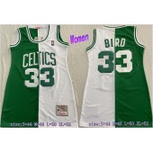 Celtics 33 Larry Bird Split Green White Women Hardwood Classics Jersey